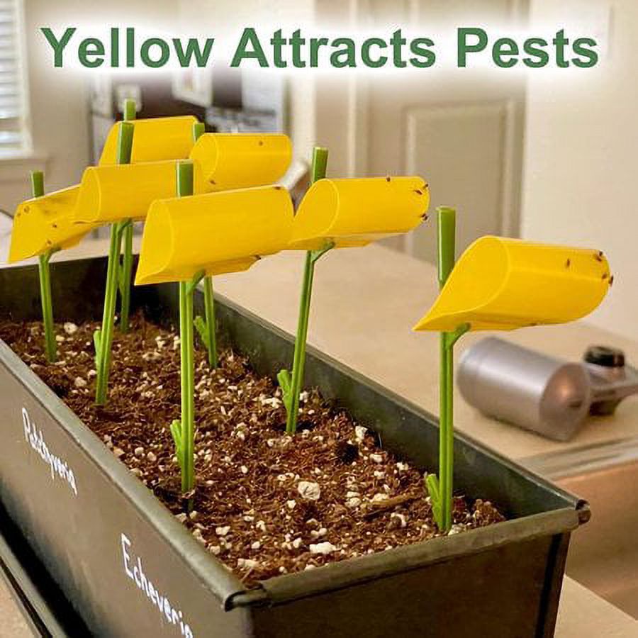 Sticky Houseplant Traps Gnat Yellow Insect Trap Indoor Fruit Fly Stakes Trap(21 Traps)